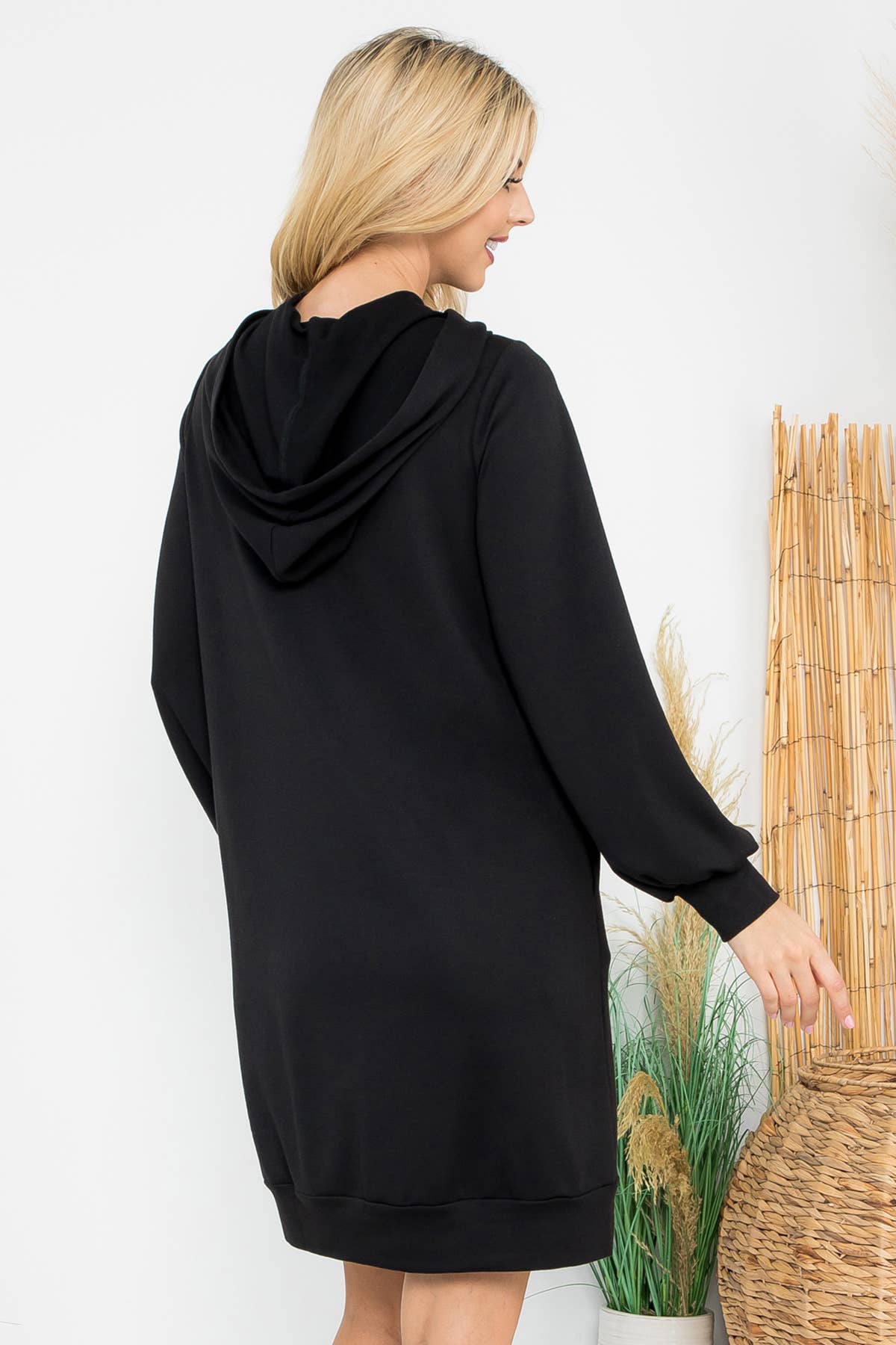 You & Me - Wholesale Dress - Women's - YMD10061V-FRENCH TERRY LONG PUFF SLEEVE HOODIE DRESS26