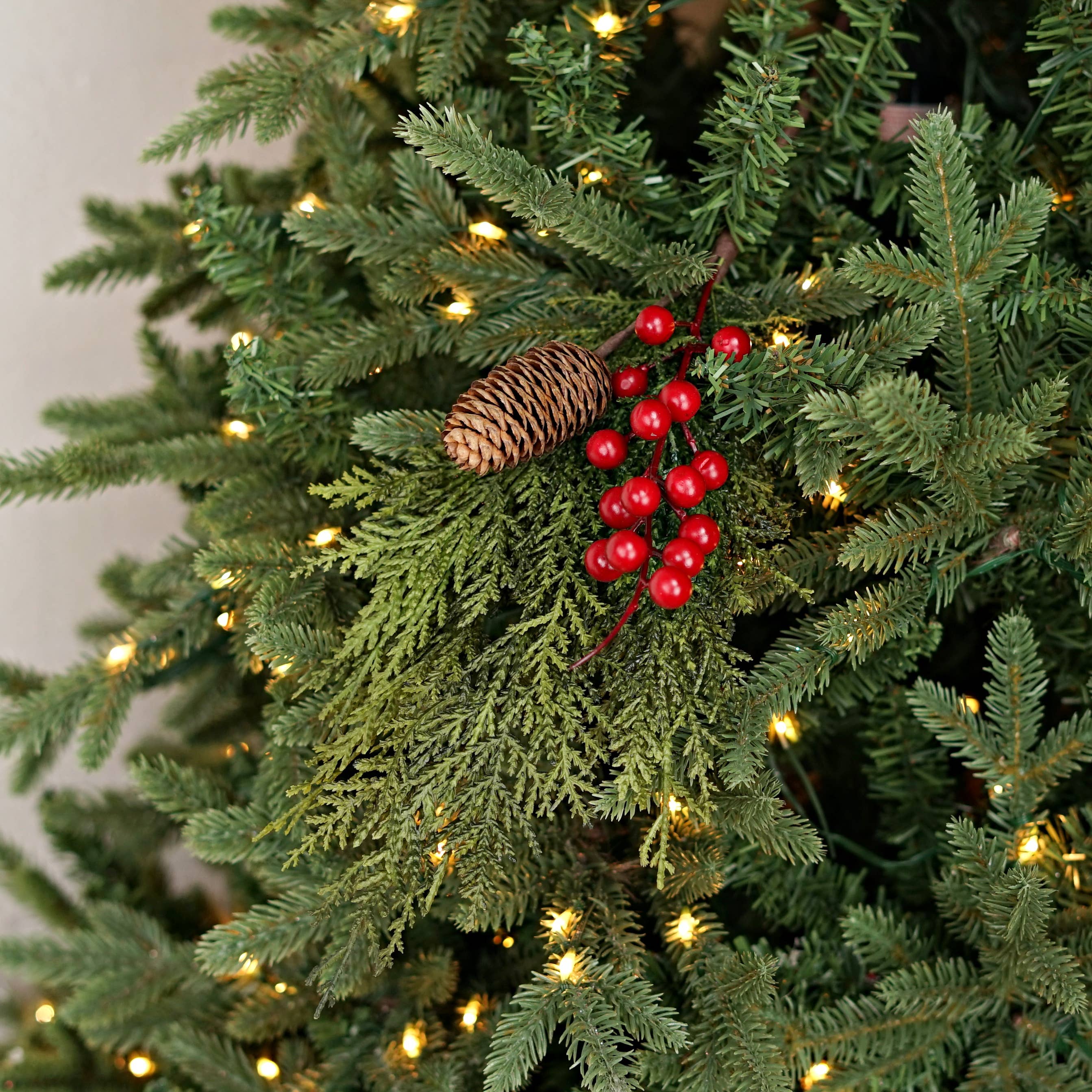 Holiday Depot Inc. - Wholesale Christmas Decoration - 510057- 17in Pick-Superior Real Touch Mix Cedar w.Red Berry-2