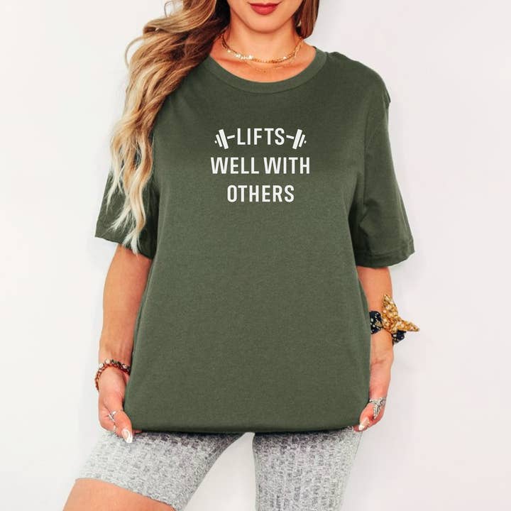 Workout Shirt – Lifts Well With Others – Vintage Gym Tee for wholesale by Stiles Tee Co.