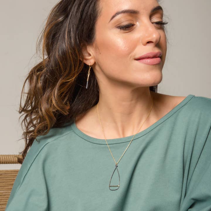Freshie & Zero - Wholesale Pendant/Charm Necklace - Antique Oar Black and Gold Handmade Necklace
