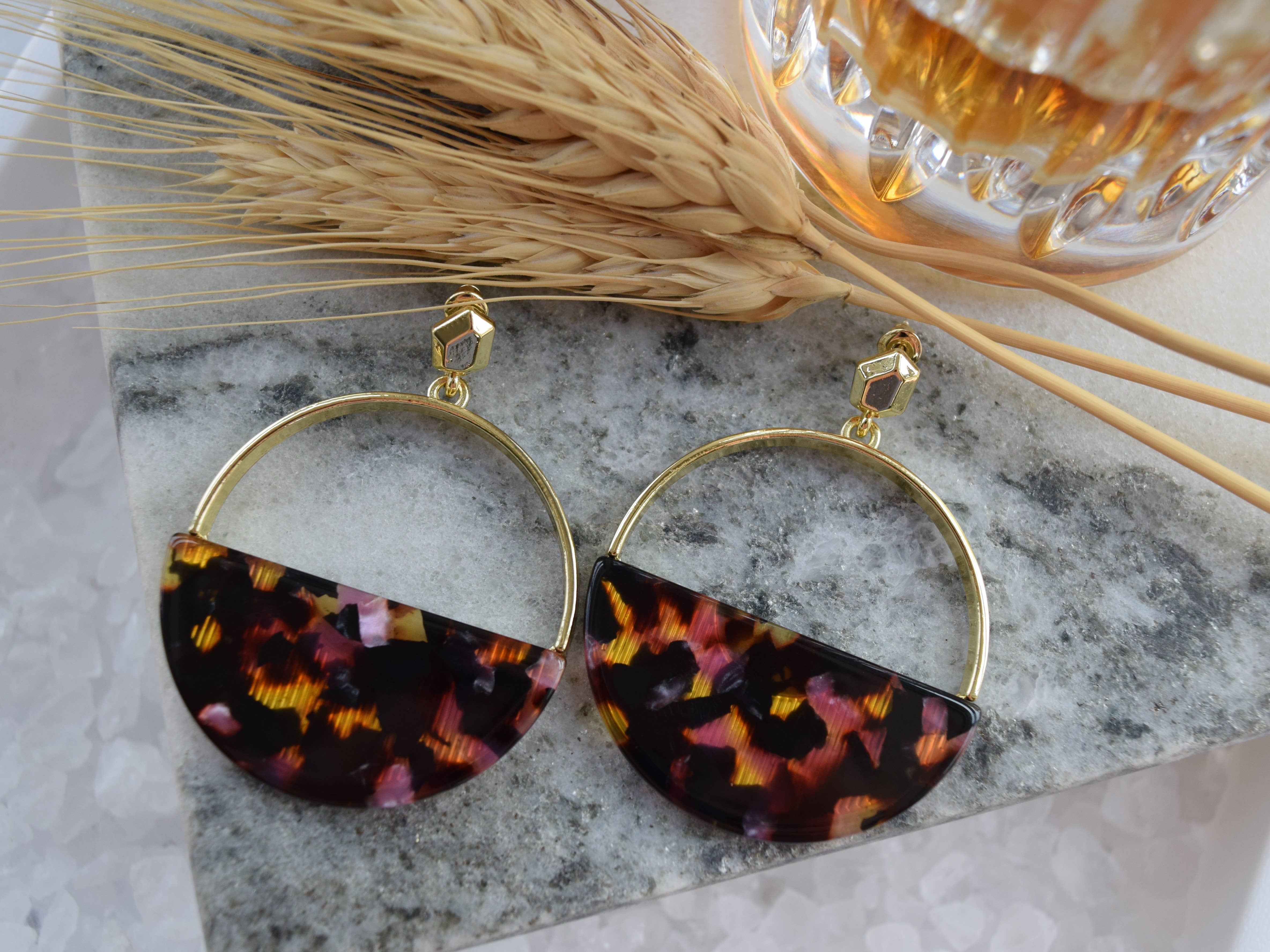 Rory Ashton Jewelry - Wholesale Hoop Earrings - Tortoise Earring - Whiskey Sour1