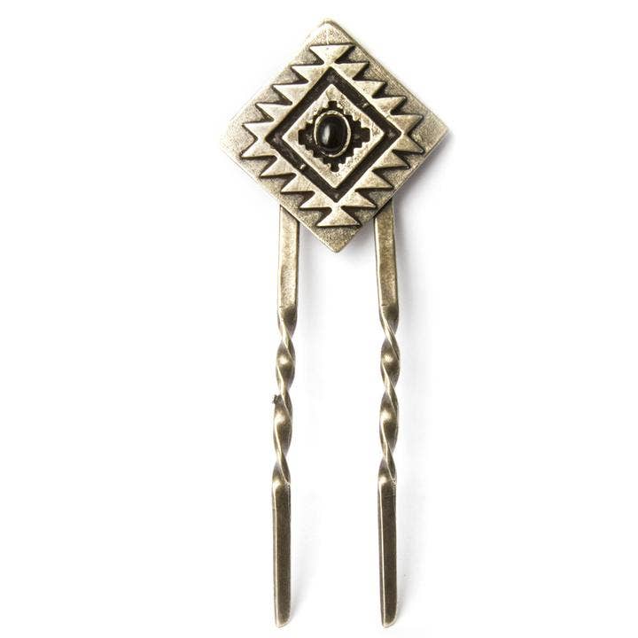 Antiqued White Brass Wild Roots Hair Pin for wholesale by Youthquake Revolution