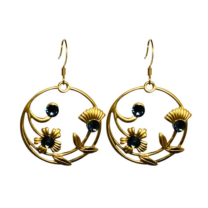 Floral Circle Earrings - Denim Blue for wholesale by Nancy Neill Designs