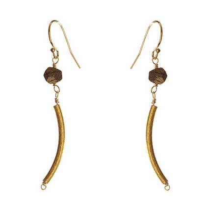 Sterling zilver - Gebogen buisoorbellen W/pyriet voor wholesale door Alicia Marilyn Designs