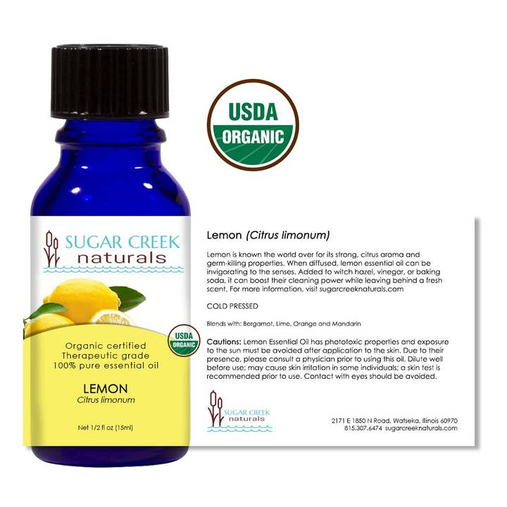 Lemon Essential Oil - Organic 15ml for wholesale by Sugar Creek Naturals