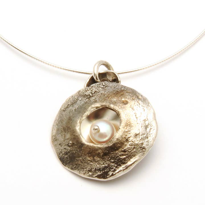 Reticulated pendant with pearl in motion for wholesale by Tamara Kelly Designs