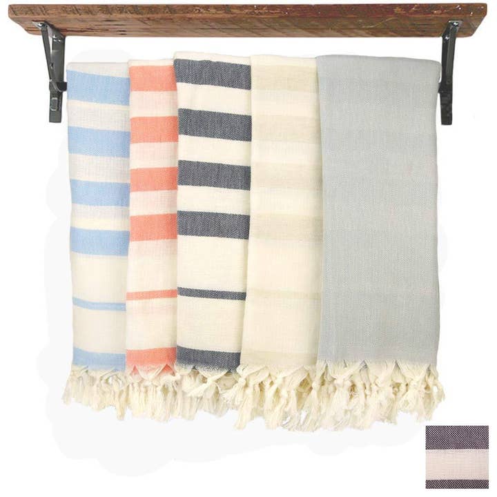 Black & Natural Cotton Linen Wrap for wholesale by Hacienda Austin