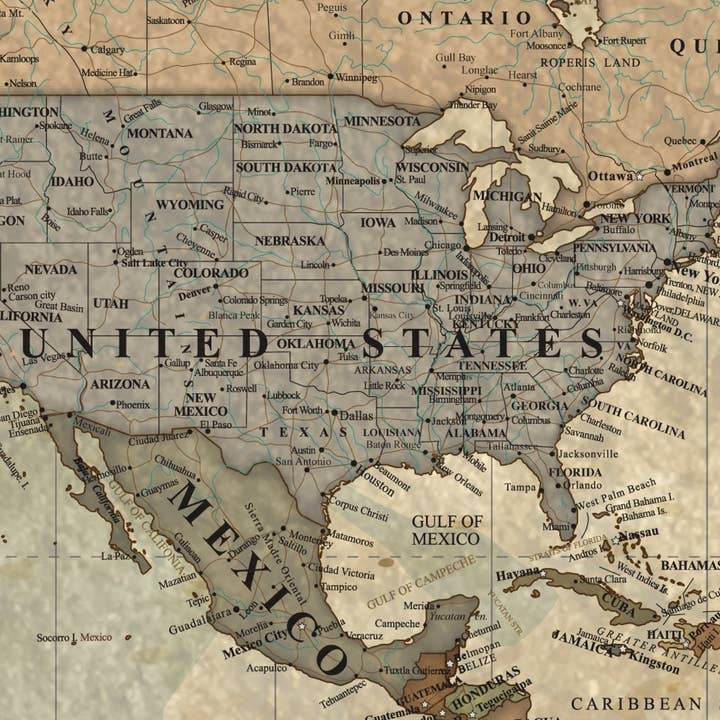 Carte de voyage du monde de 40 po x 24 po pour la vente par HolyCowCanvas