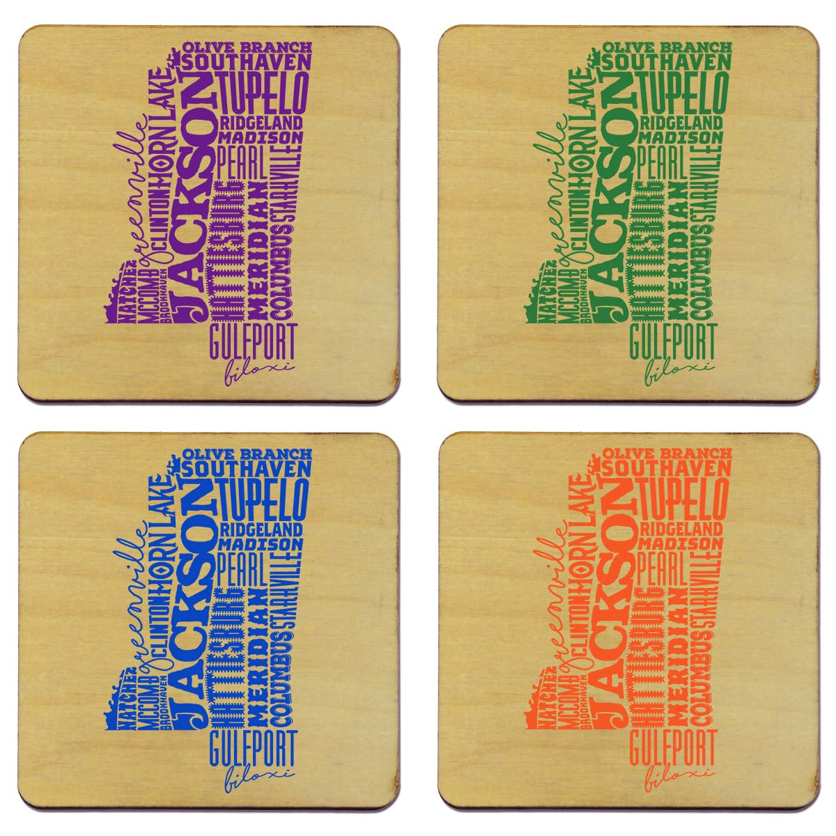 Torched Products - Wholesale Coasters - State Typography Coaster- Set of 426