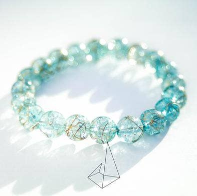 Cuerda elástica transparente — Pulsera de cristal prensado de color mármol hielo y aguamarina para venta al por mayor de Foxfire Stones