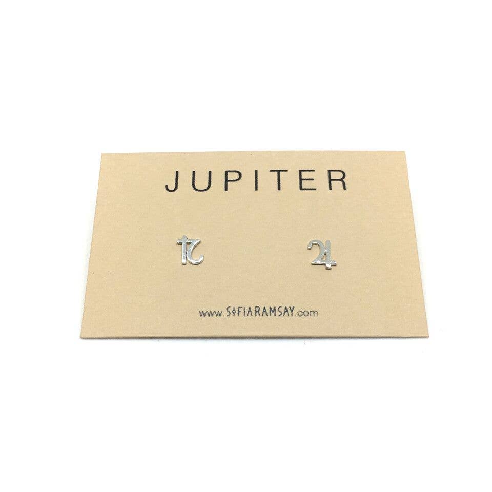 Sofia Ramsay - Wholesale Stud/Post Earrings - Planet Symbol Geometric Stud Earrings .925 Sterling Silver4