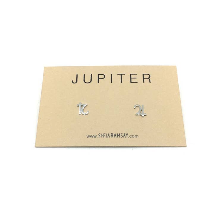 Sofia Ramsay - Wholesale Stud/Post Earrings - Planet Symbol Geometric Stud Earrings .925 Sterling Silver4