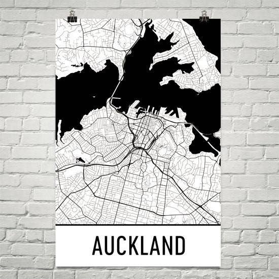 Poster con mappa di Auckland Street, 30,5 x 45,7 cm per la vendita all'ingrosso da parte di Modern Map Art