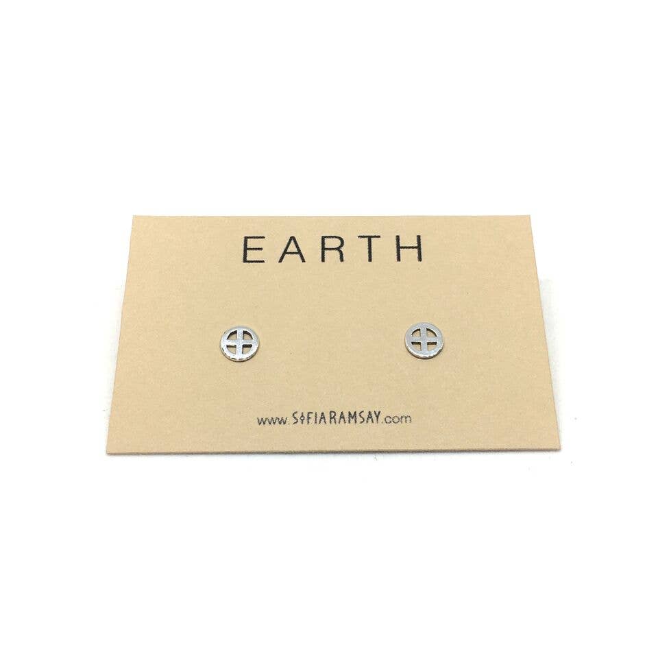 Sofia Ramsay - Wholesale Stud/Post Earrings - Planet Symbol Geometric Stud Earrings .925 Sterling Silver2