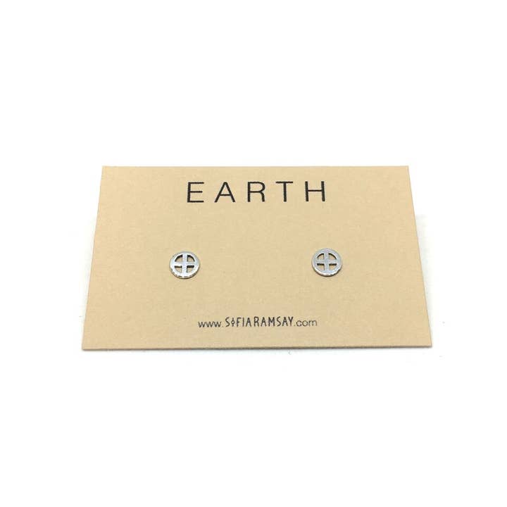 Sofia Ramsay - Wholesale Stud/Post Earrings - Planet Symbol Geometric Stud Earrings .925 Sterling Silver2