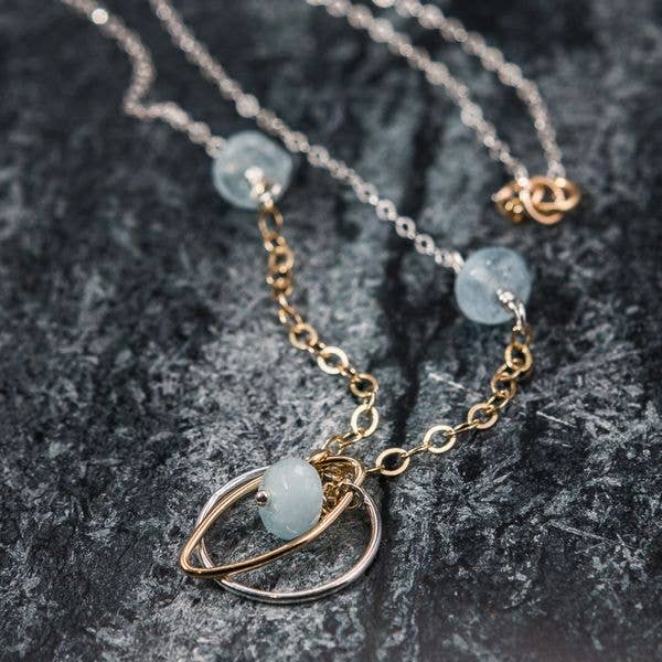 Azure - Aigue-marine, argent sterling et doré pour la vente par Felicity Jewelry Designs