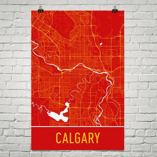 Modern Map Art - Wholesale Poster - Calgary AB Street Map Poster 8" x 10"1
