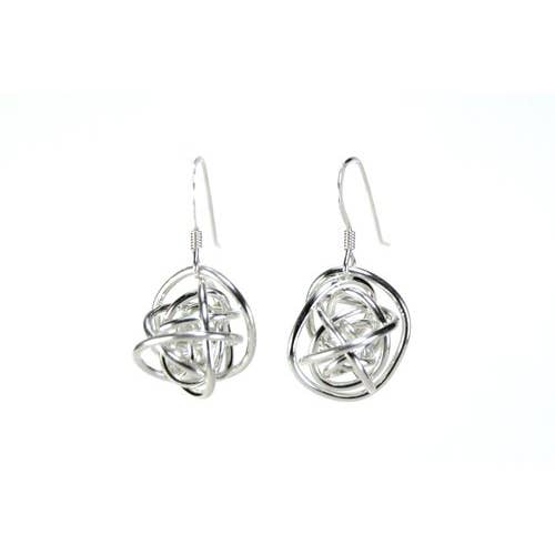 Scribbles Bright Sterling Silver Earrings wire wrap ball for wholesale by Tactile Melodies