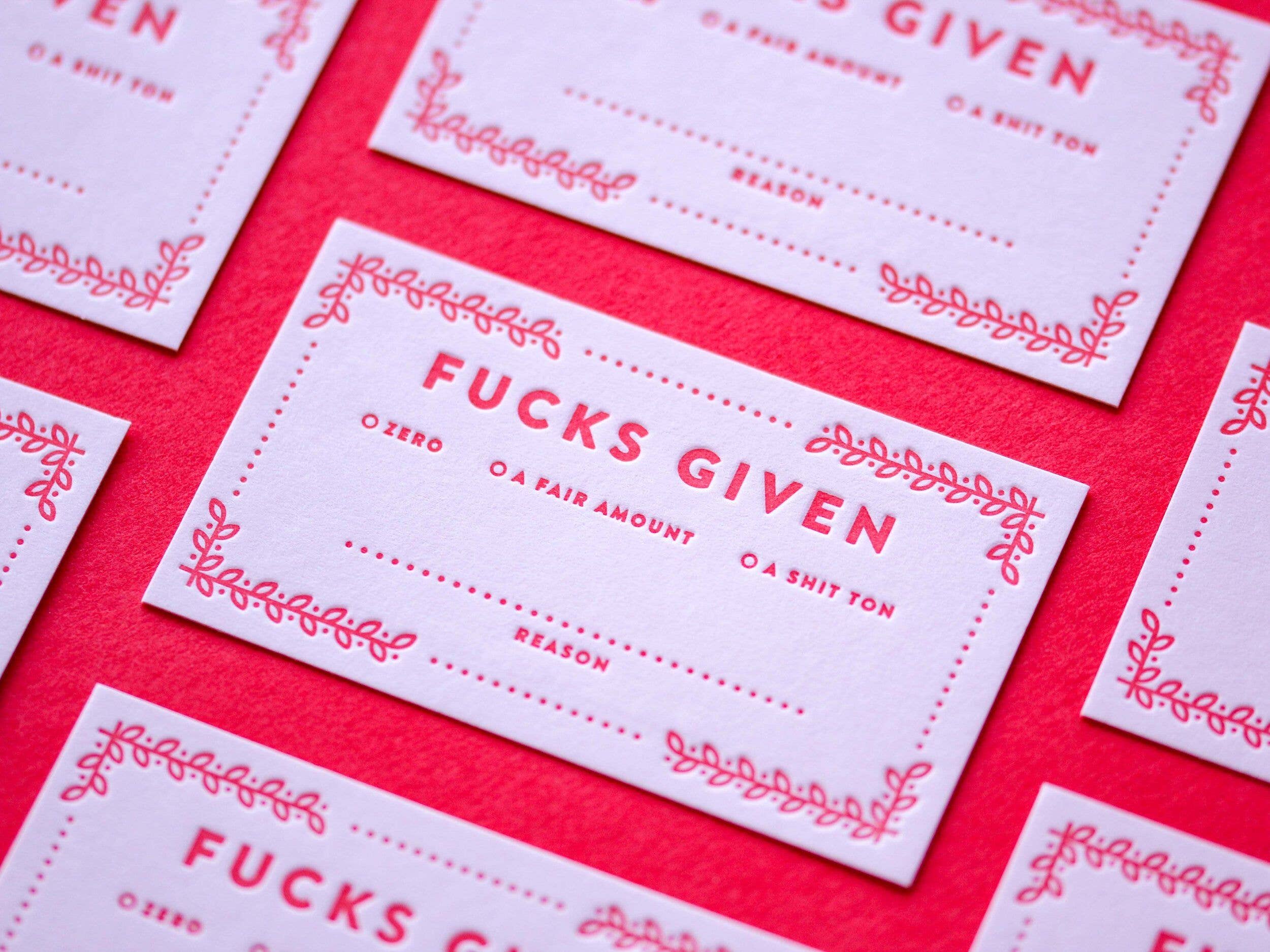M.C. Pressure - Wholesale Stationery/Notecard Set - Fucks Given Cards2