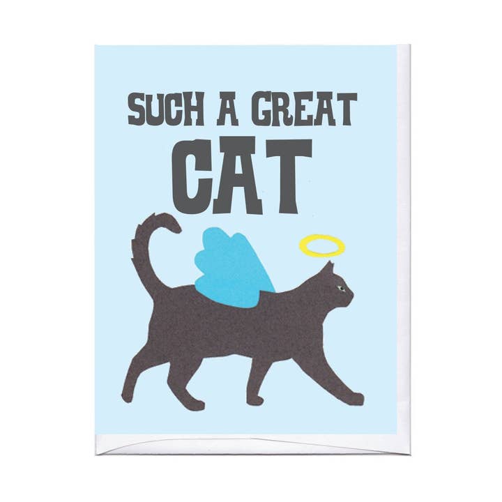 Carte de vœux Angel Cat pour la vente par La Familia Green