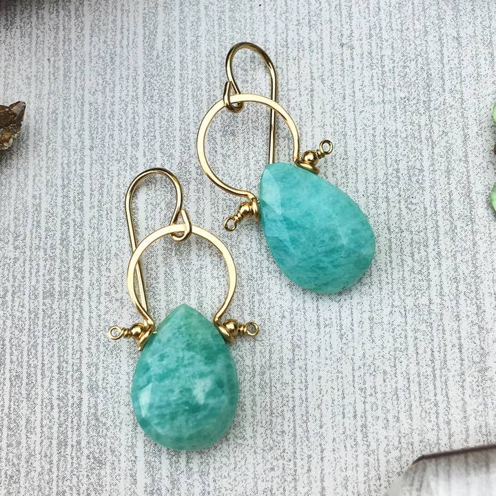 Faceted Amazonite Briolette Teardrop 14k Gold Filled for wholesale by Enclave Gold