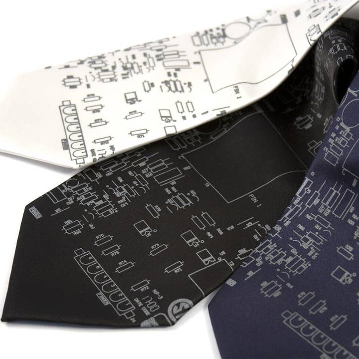 Circuit Board Necktie: Resistors & Capacitors Tie. for wholesale by Cyberoptix Tie Lab