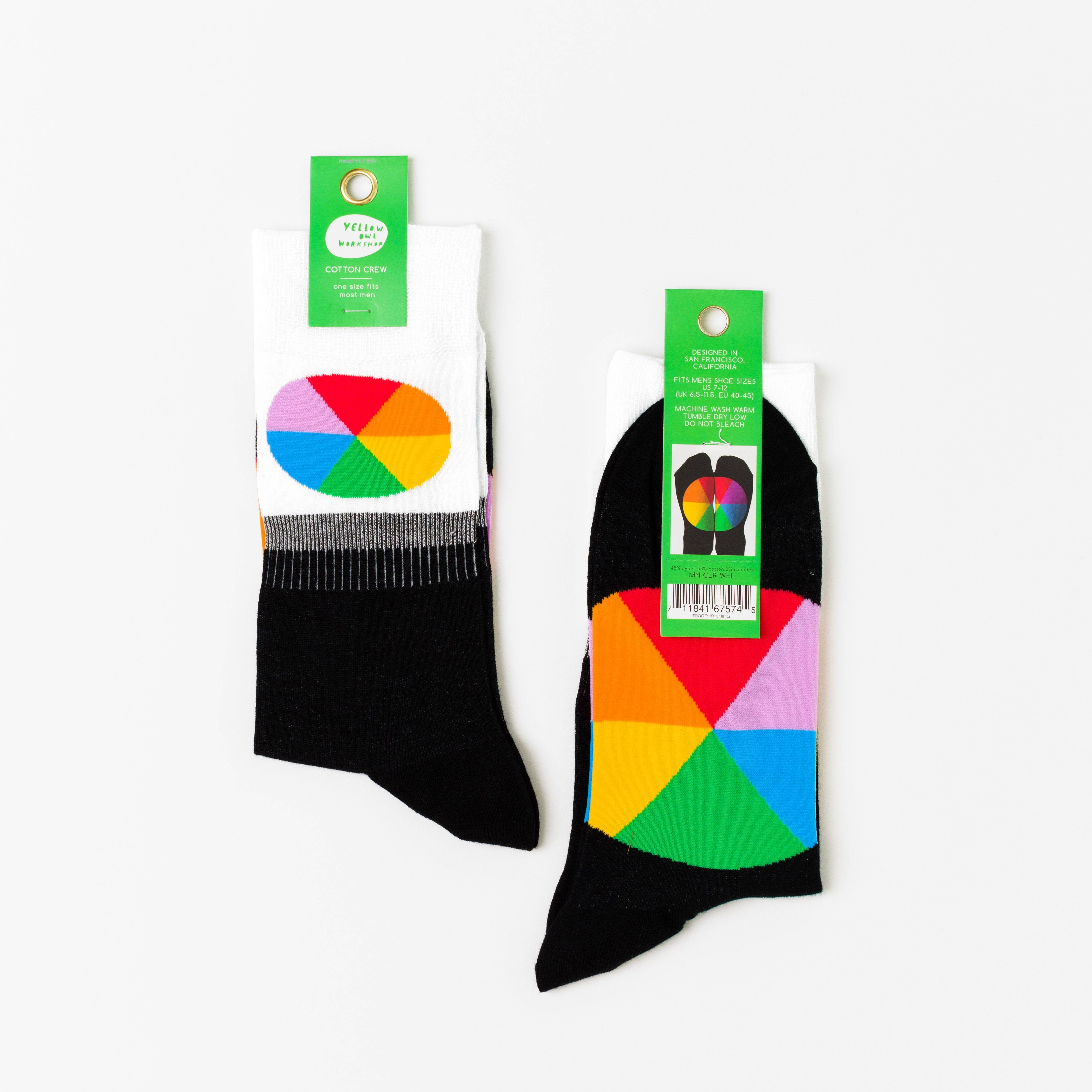 Yellow Owl Workshop – Großhandel Socken – Herren – Color Wheel Große Crew-Socken – Künstlerisches Design, ideales Geschenk2