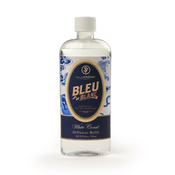 Recharge Diffuseur Bleu et Blanc Corail Blanc pour la vente par Seda France Candles