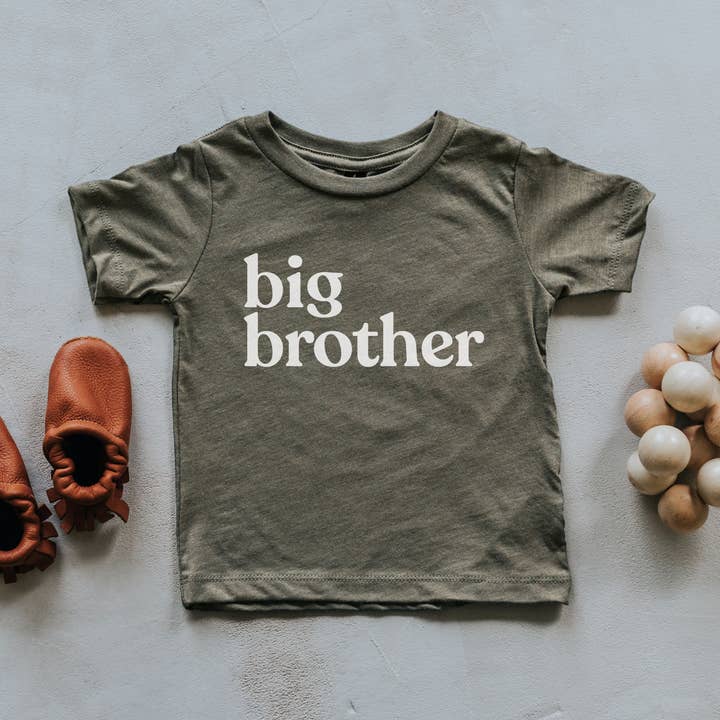 Olive Big Brother Kids Tee for wholesale by Gladfolk