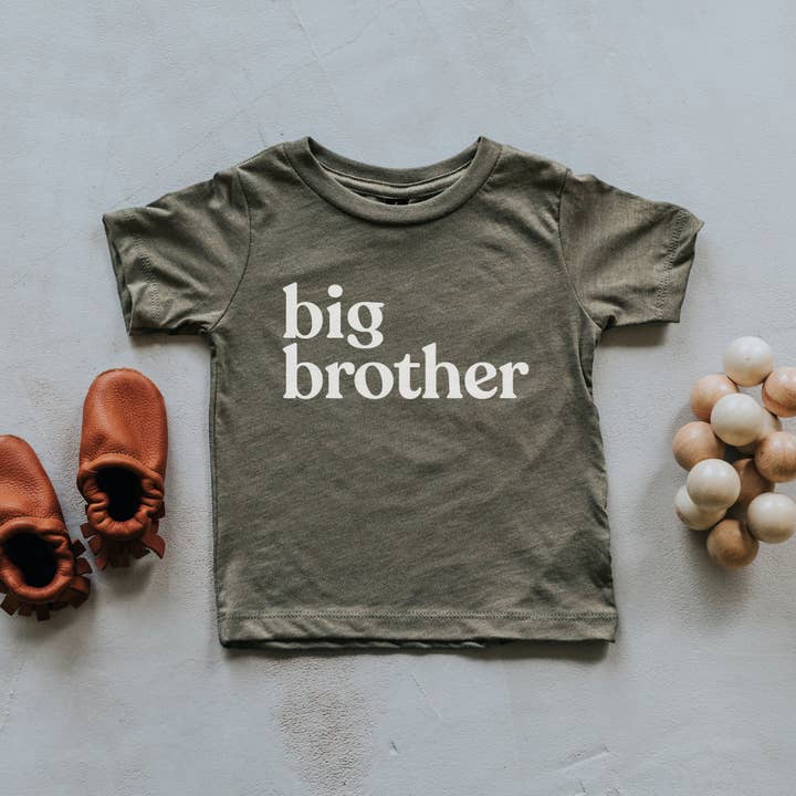 Olive Big Brother Kids Tee for wholesale by Gladfolk