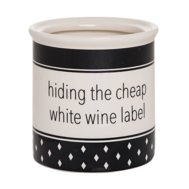 SALE 5.75" Dolomite Cheap Wine Label White Wine Crock for wholesale by Totalee Gift