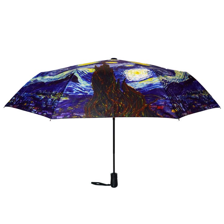 The San Francisco Umbrella Company - Wholesale Umbrella - Unisex - Vincent van Gogh's Starry Night Compact Collapsible Umbrella