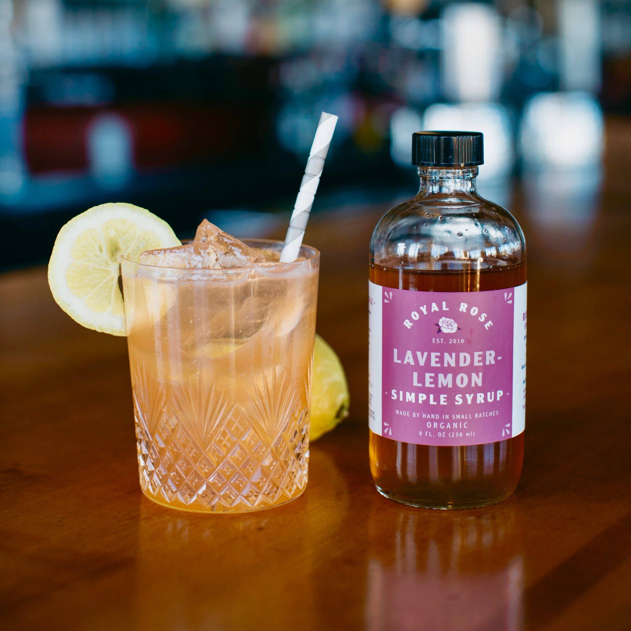 Royal Rose Syrups - Wholesale Cocktail mix/syrup - Lavender-Lemon Organic Simple Syrup 8oz4