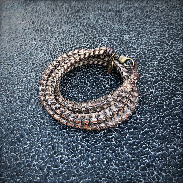ASTALI - Wholesale Woven/Braided Bracelet - Snake Vertebrae Triple Wrap Bracelet, African Snake Bones3