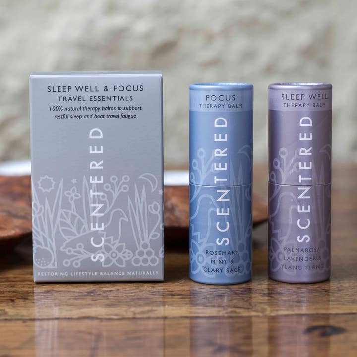 Duo de baumes d'aromathérapie Travel Essentials Focus & Sleep Well pour la vente par Scentered