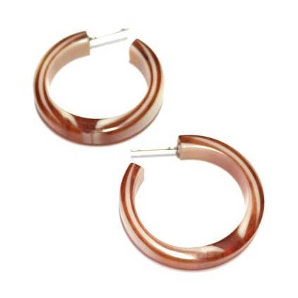 Leetie Lovendale - Wholesale Hoop Earrings - Tortoise & Ivory Marbled PinUp Lucite Hoop Earrings