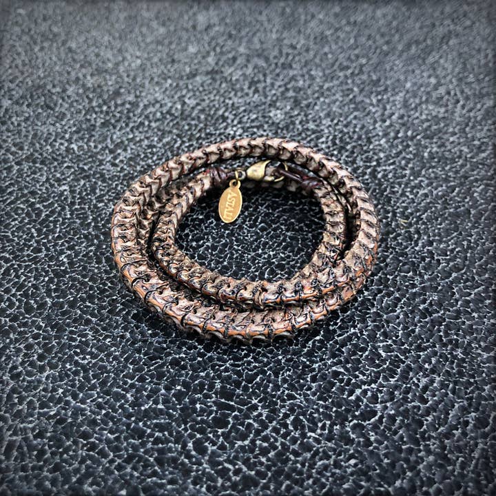 ASTALI - Wholesale Woven/Braided Bracelet - Snake Vertebrae Triple Wrap Bracelet, African Snake Bones1