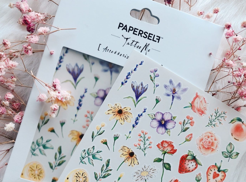 PAPERSELF – Tatuagem temporária por atacado – Adesivos de tatuagens temporárias de flores e frutas11
