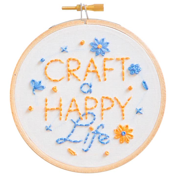 Craft a Happy Life 4" Embroidery Wall Art Kit for wholesale by Penguin & Fish