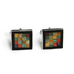 Square Höst Check Inlay Manschettknappar för wholesale av Great Falls Jewelry
