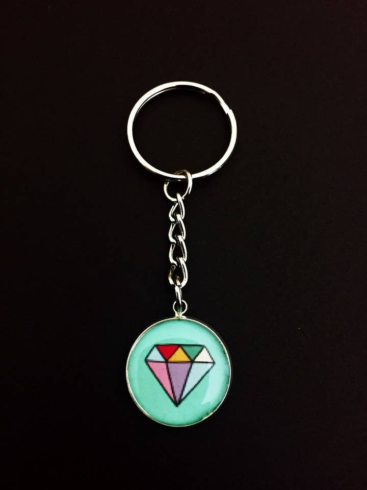 Funky Diamond Charm Keychain for wholesale by Clearly Hip