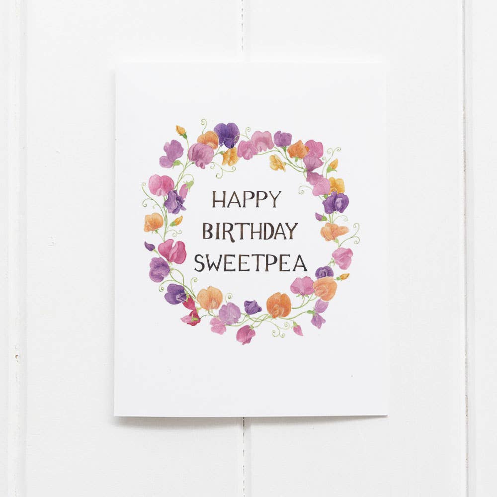 Yardia - Vente Cartes d'anniversaire - Carte d'anniversaire Sweetpea - Carte de vœux florale à l'aquarelle1