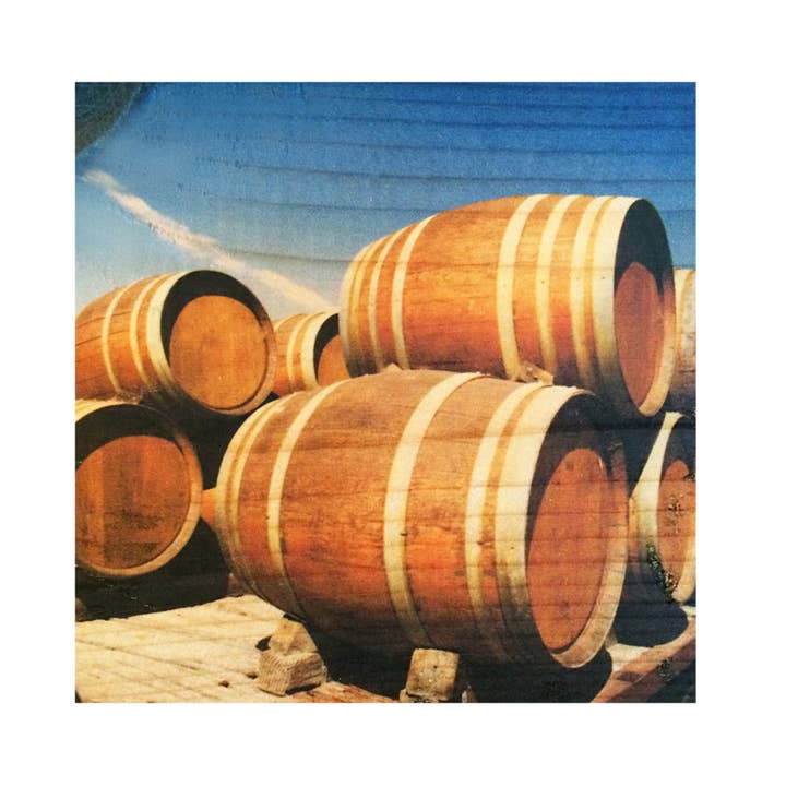 3x3 Wine Barrels Wood Print for wholesale by Lancaster Wood Prints