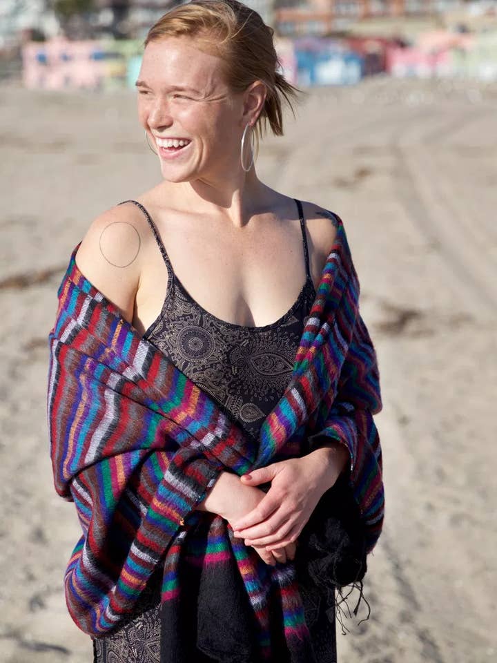 Multi Striped Brushed Woven Scarf for wholesale by Zig Zag Asian Collection