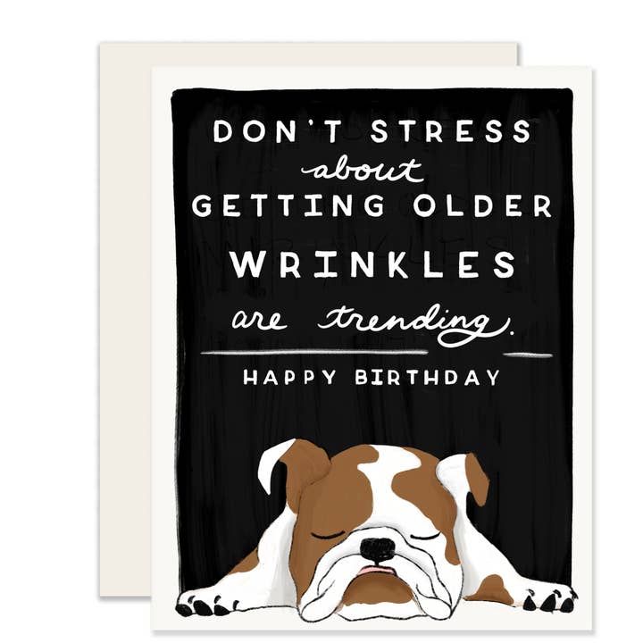Wrinkles A2 Size Birthday Card, Cream 110lb Cardstock for wholesale by Slightly Stationery