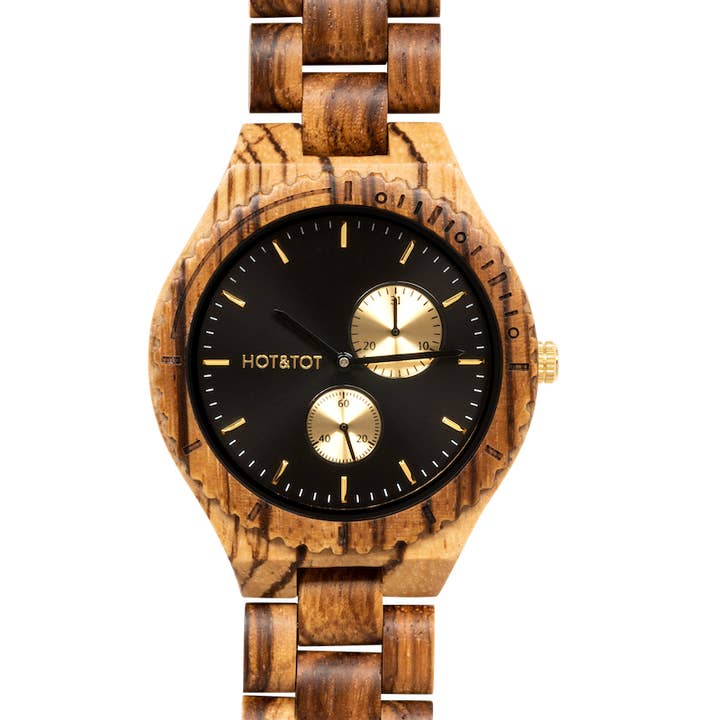 HOT&TOT - Wholesale Wrist watch – Men's - CHRONOS | Wood watch for men | Chronographs | Gold3
