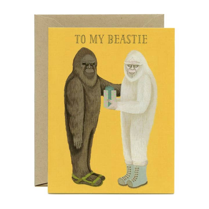 Yeppie Paper - Wholesale Birthday Card - Beastie Bigfoot Sasquatch & Yeti Best Friends Birthday Card
