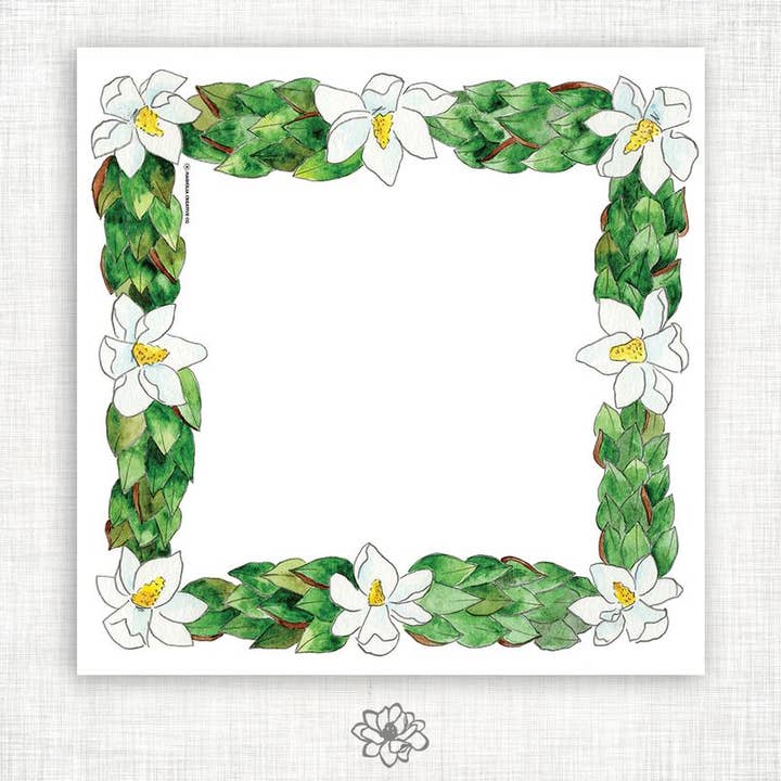 Magnolia Wreath Kitchen Towel for wholesale by Magnolia Creative Co.