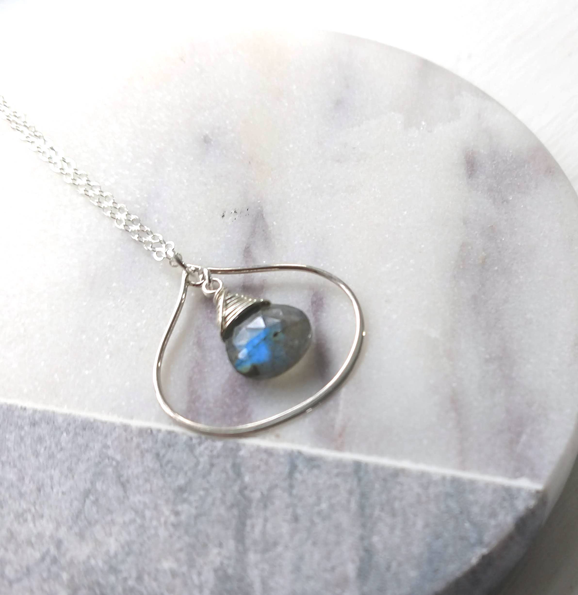 Soasa Designs - Wholesale Pendant/Charm Necklace - Labradorite & Sterling Silver Necklace SSNGem081081