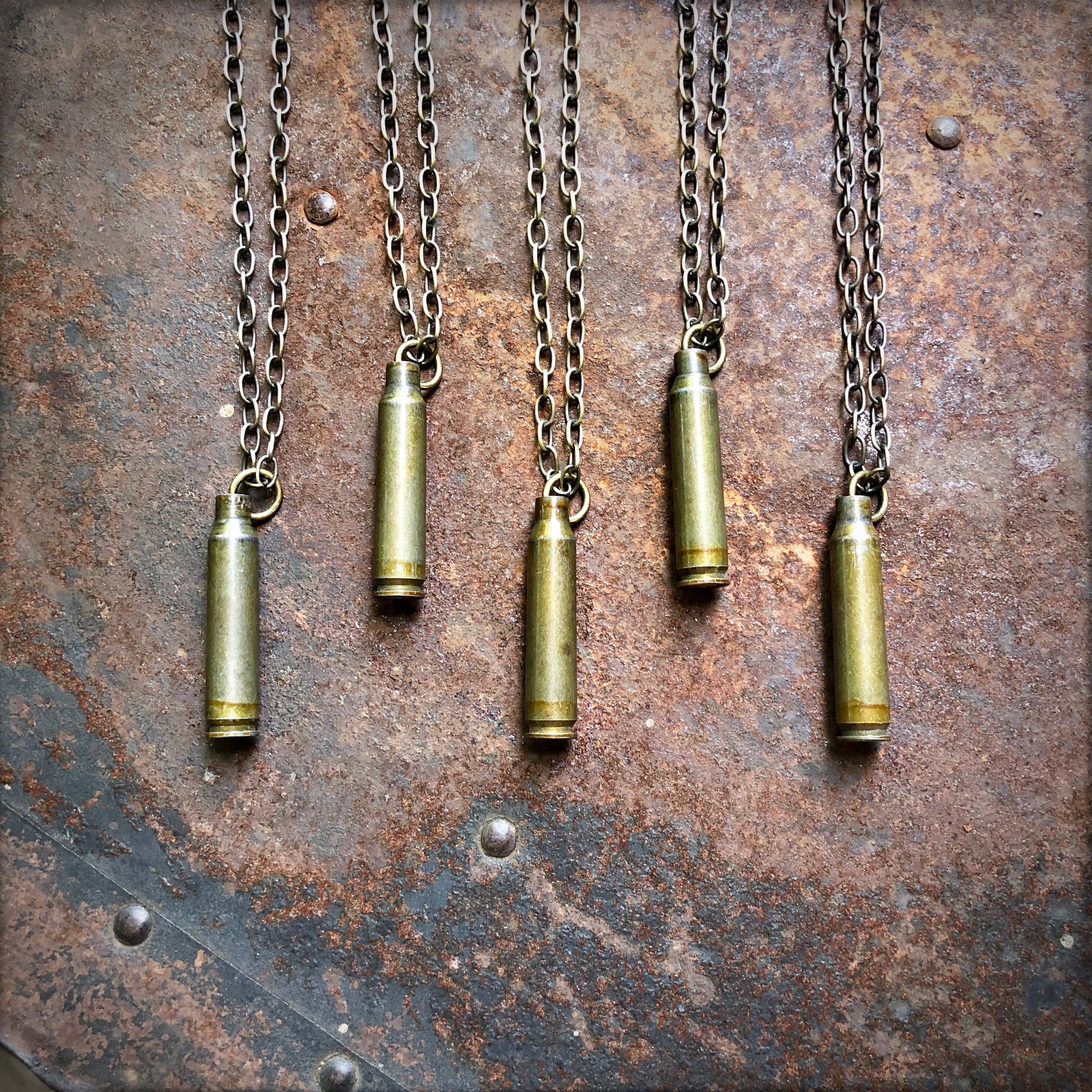 ASTALI - Wholesale Pendant/Charm Necklace - Single Bullet Necklace - Olive .223, Recycled Shell Casing10
